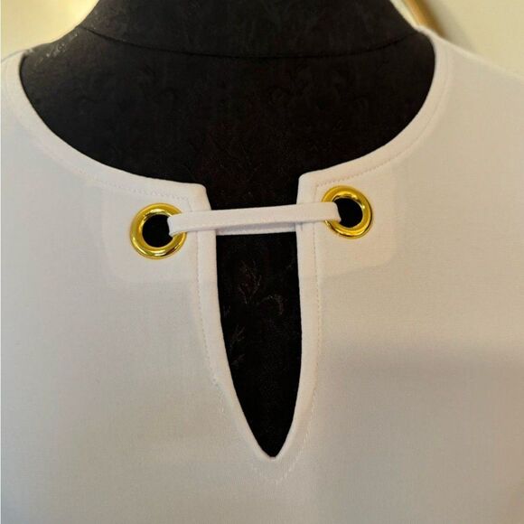 Calvin Kline White Blouse with Gold Accents - Picture 2 of 5